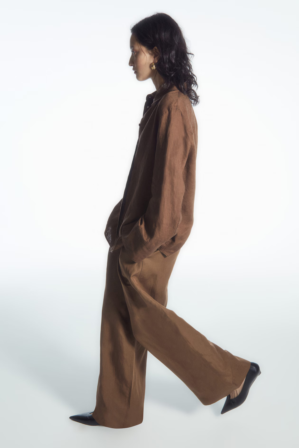 TAILORED LINEN-BLEND PANTS - BROWN | COS (AU)