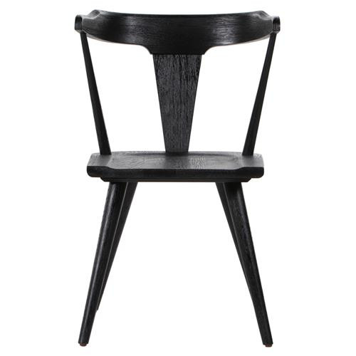 Antonio Mid Century Modern Black Oak Barrel Back Dining Chair | Kathy Kuo Home