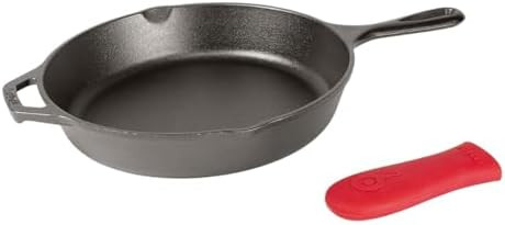 Lodge Cast Iron Skillet with Red Silicone Hot Handle Holder, 10.25-inch | Amazon (US)