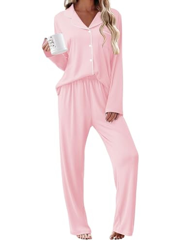 Ekouaer Womens Pajama Sets 2 Piece Long Sleeve Sleepwear Soft Button Down Pjs Lounge Set S-XXL | Amazon (US)