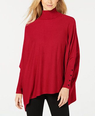 Alfani Women's Turtleneck Poncho Sweater, Created for Macy's - Macy's | Macy's