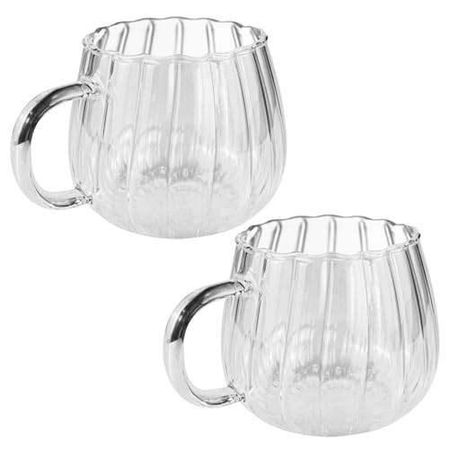 LNQ LUNIQI 2Pcs Glass Cups With Handle Pumpkin Shaped Transparent Coffee Cups 350ml Drinking Cups Clear Glass Water Cups for Home School Office Table Centerpieces Housewarming Holiday Party Gift | Amazon (US)