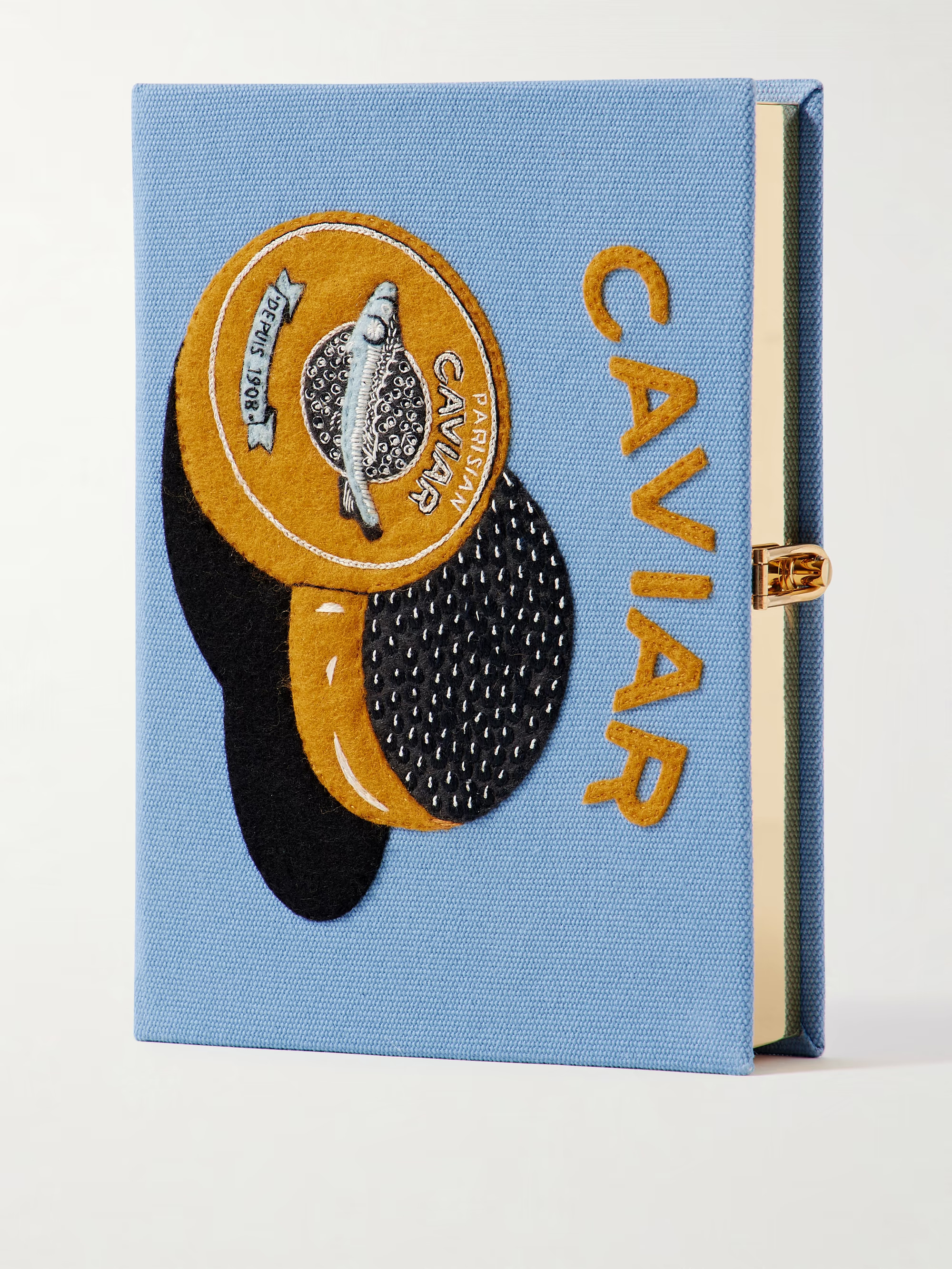 Caviar embroidered appliquéd canvas clutch | NET-A-PORTER (UK & EU)