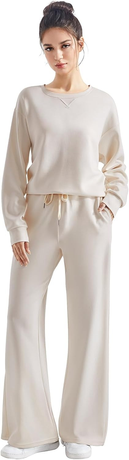 SUUKSESS Women 2 Piece Outfits Fall Oversized Sweatshirt Wide Leg Pants | Amazon (US)