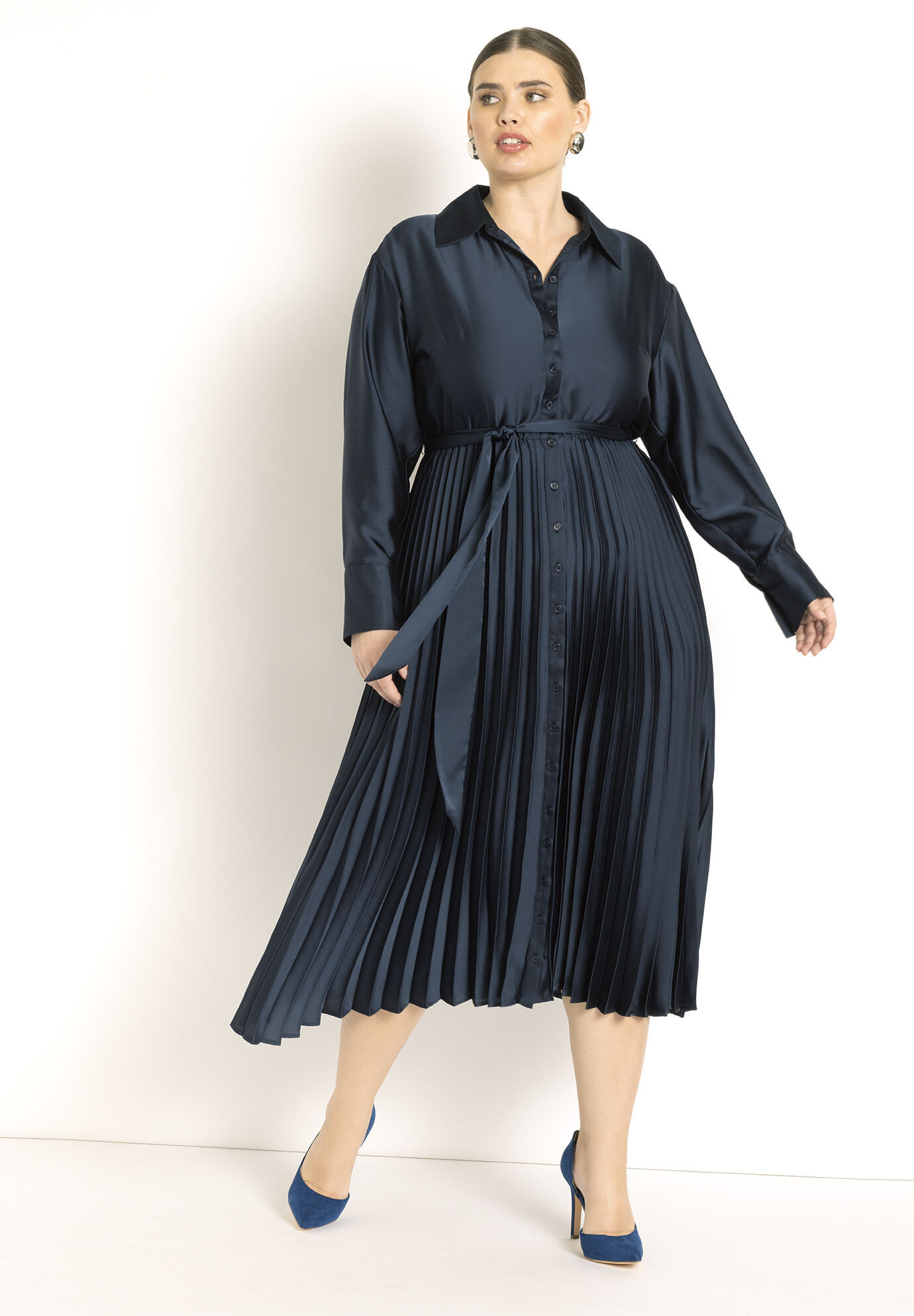 Pleated Skirt Fit And Flare Dress | Eloquii