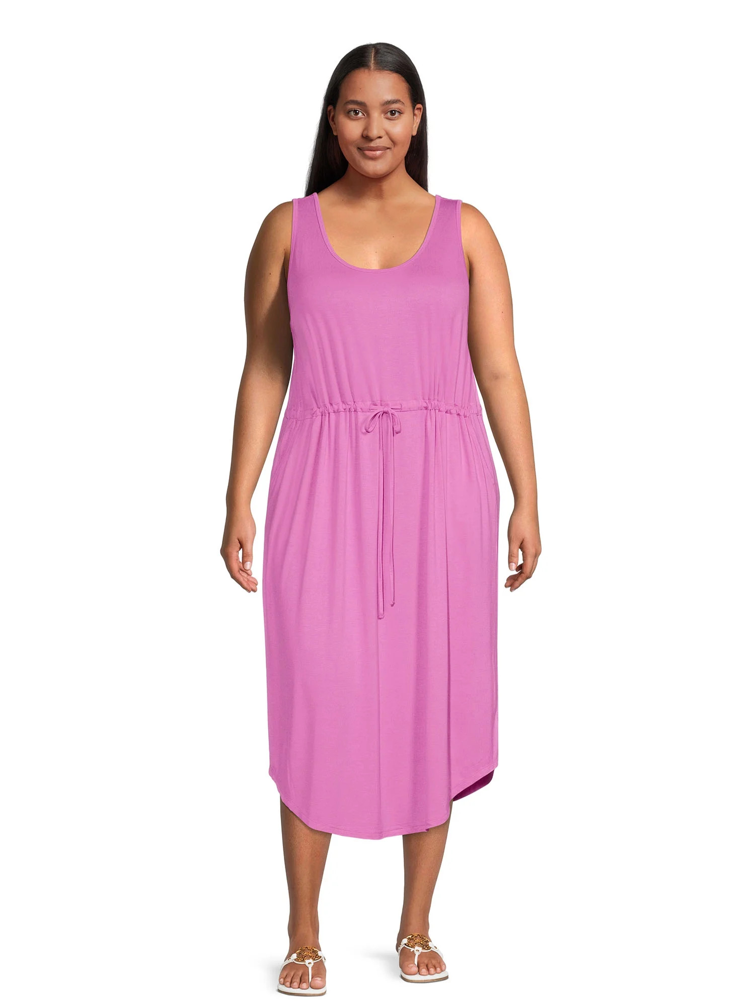 Terra & Sky Women's Plus Size Drawstring Waist Tank Dress | Walmart (US)