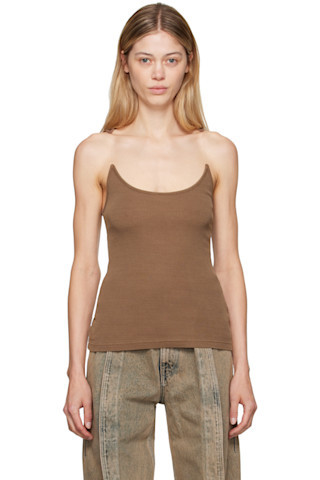 Brown Invisible Strap Tank Top | SSENSE