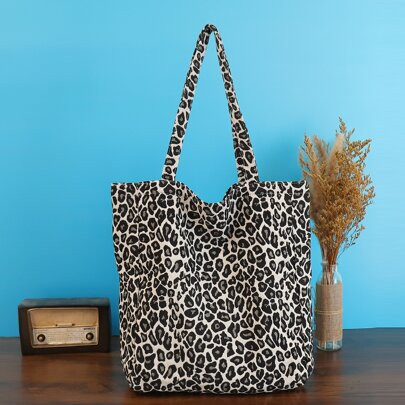 Lightweight,Business Casual Leopard Pattern Shoulder Tote Bag For Teen Girls Women College Students,Rookies & White-Collar Workers Perfect For Office, | SHEIN