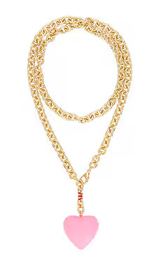 Roxanne Assoulin Happy Heart Necklace in Gold & Cotton Candy Pink from Revolve.com | Revolve Clothing (Global)