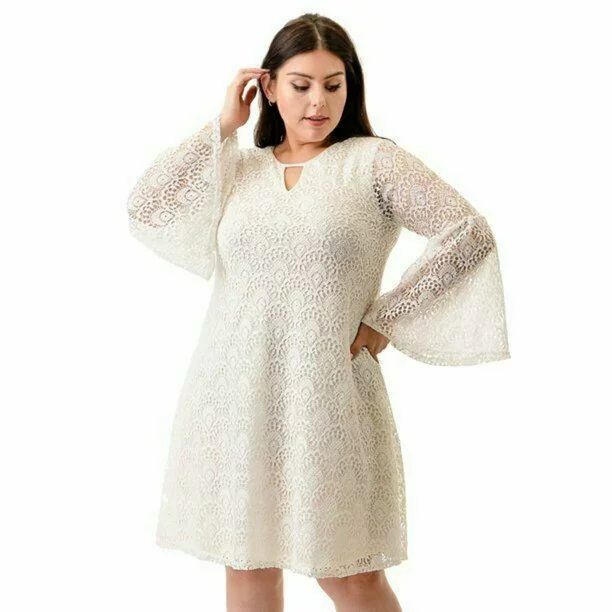 Ella Samani Women's Plus Size Bell Sleeve All Over Lace Dress - Walmart.com | Walmart (US)