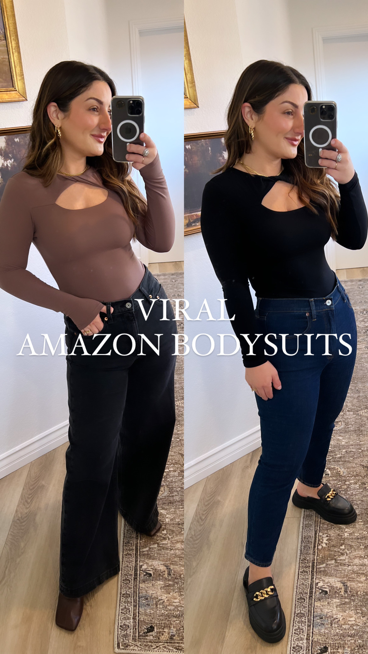 PUMIEY Women's Knot Front Long Sleeve Bodysuit Crew Neck Body Suits Sexy Tops Smoke Cloud Pro Collec | Amazon (US)