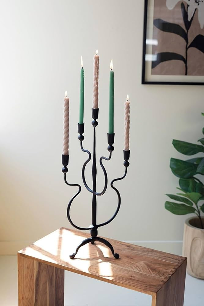 Forged Iron Five Taper Candelabra | Amazon (US)