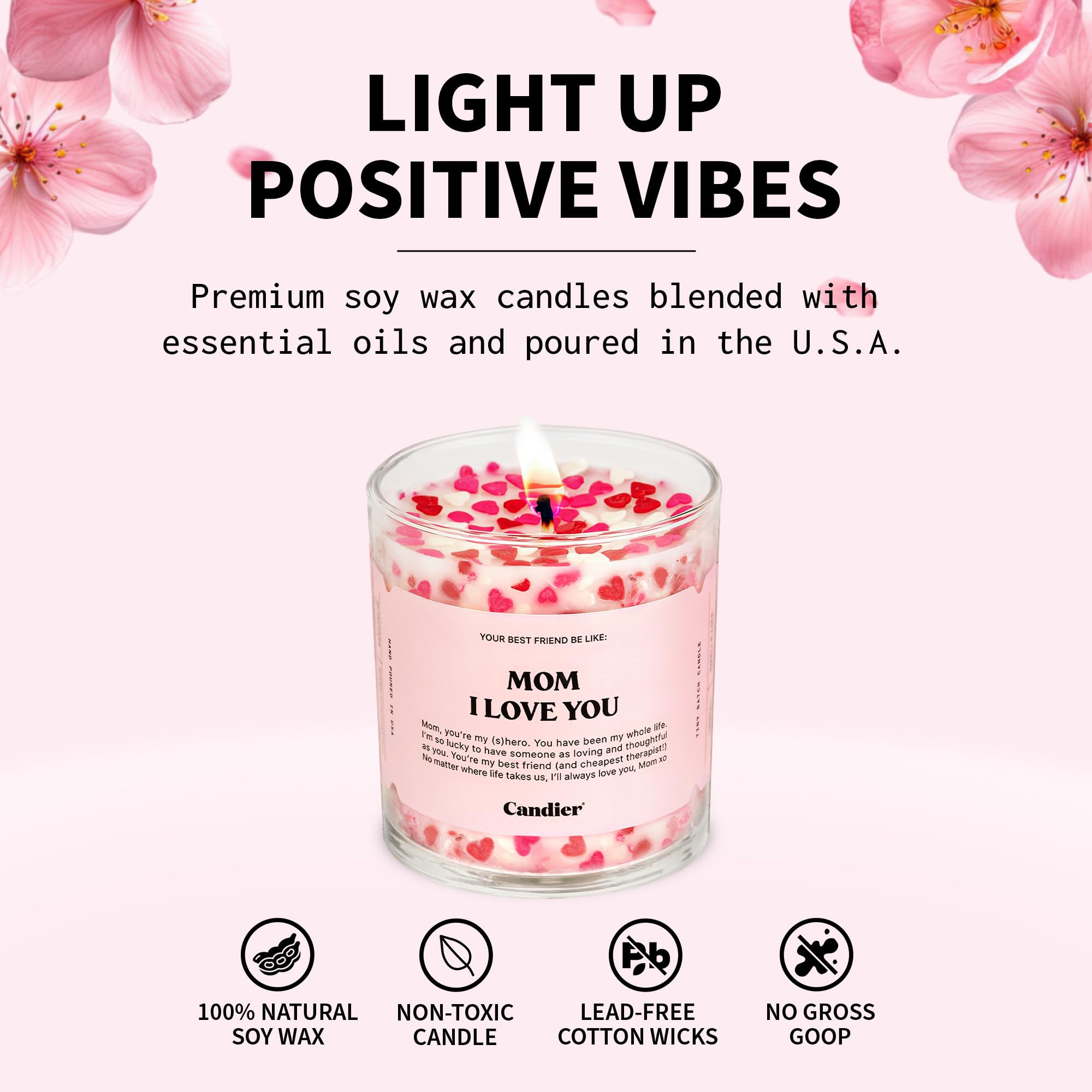 Mom I Love You Candle, Scented Phthalate-Free Soy Candles with 60+ Hours Burn Time, Vegan Cruelty... | Amazon (US)