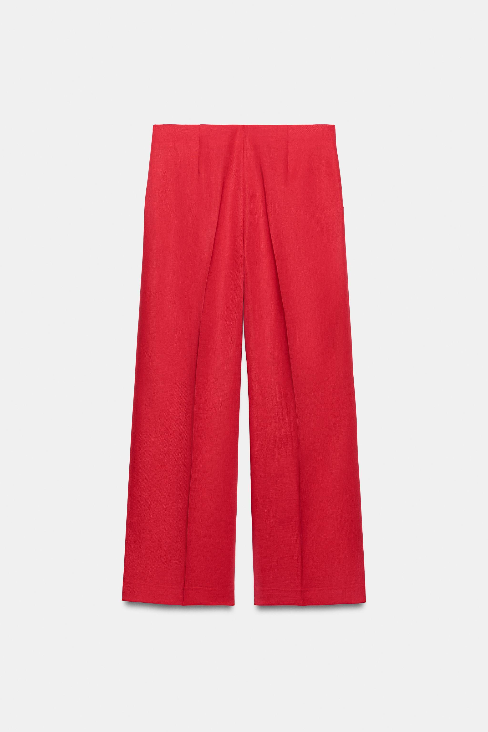 Linen pants. High-waisted with front pockets. Straight leg. Front zipper, interior button, and ho... | Zara US