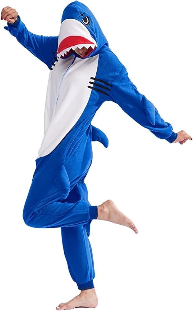 vavalad Adult Shark Onesie Pajamas Unisex Animal Cosplay Costume One Piece for Women and Men | Amazon (US)