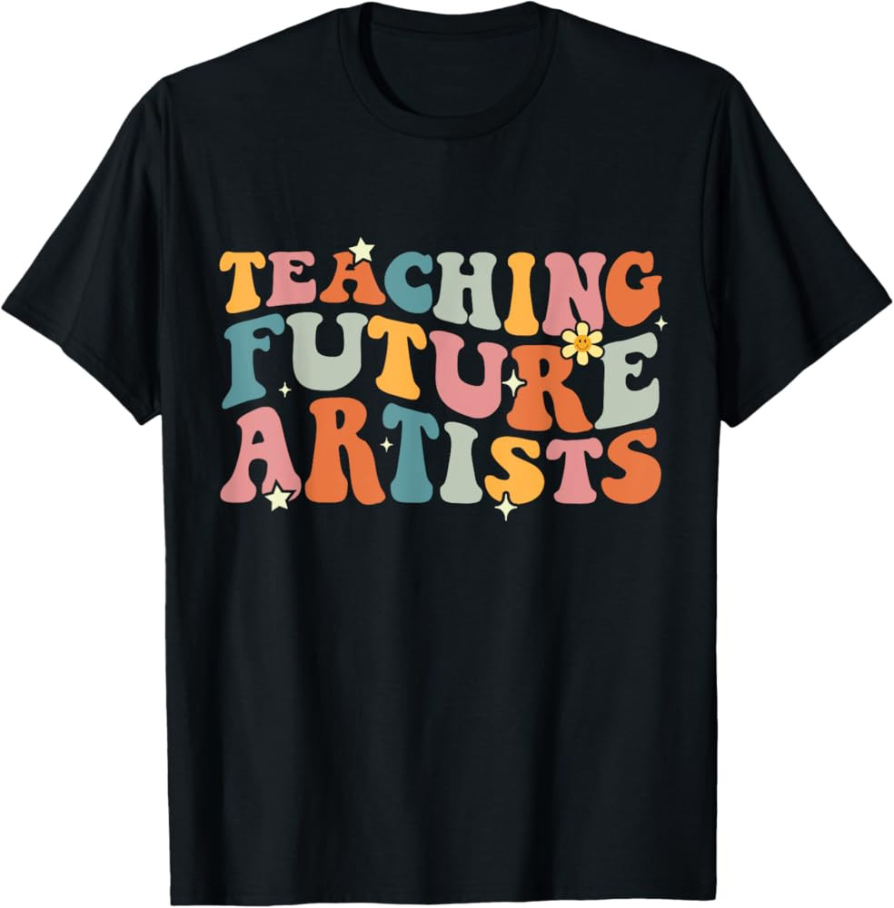 Teaching Future Artists Groovy Teacher Students Women T-Shirt | Amazon (US)