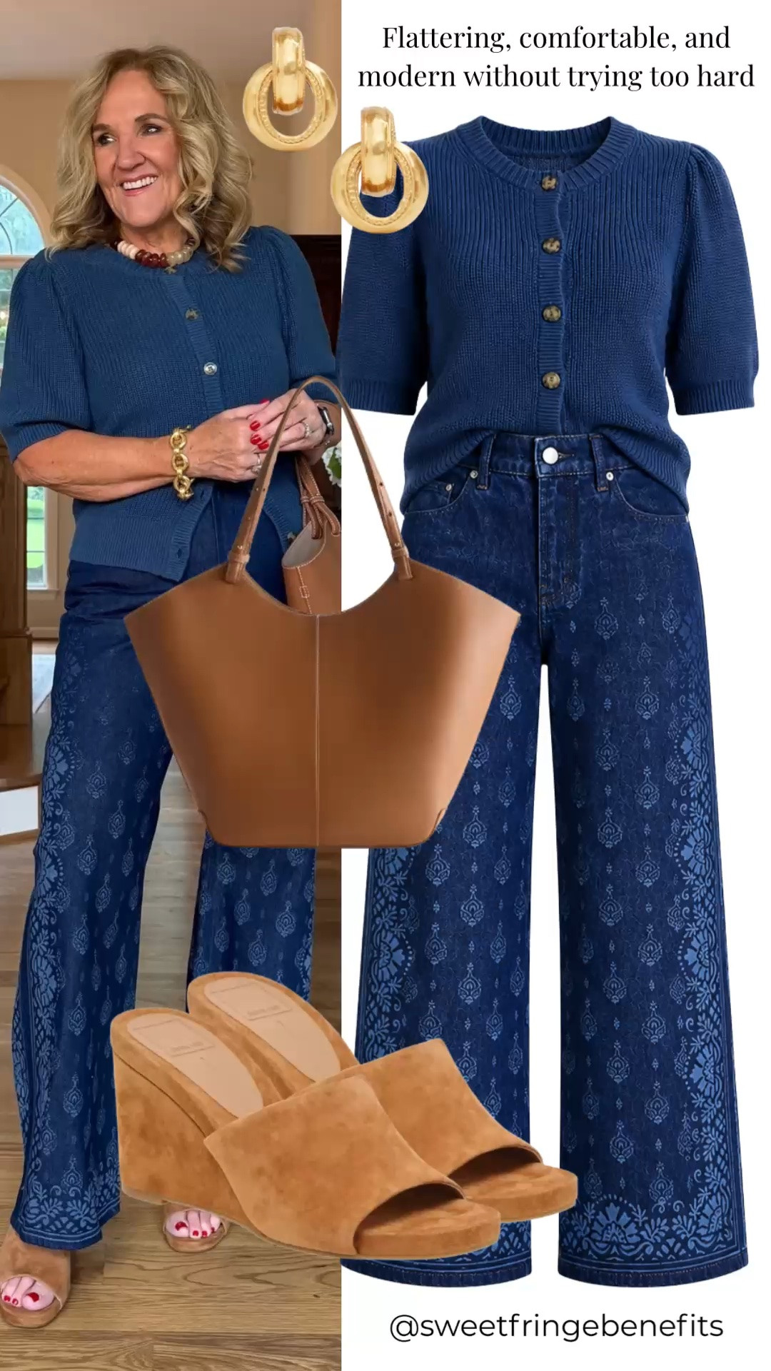 These LOFT printed wide-leg jeans are such a fun update to classic denim! Paired with the matching short-sleeve cardigan, they create an effortlessly polished look that’s flattering, comfortable, and easy to wear from now through fall.

💡 LTK MADE EASY
❤️ Heart = Support my posts!
🔖 Save = Get sale & restock alerts
📋 Lists = Keep favorites organized
📲 Share = Send lists and products to a friend. Hello, Christmas List!
💬 Comment = Ask me anything about what I’m wearing.:-)

#LTKootd #LTKSeasonal #LTKOver40