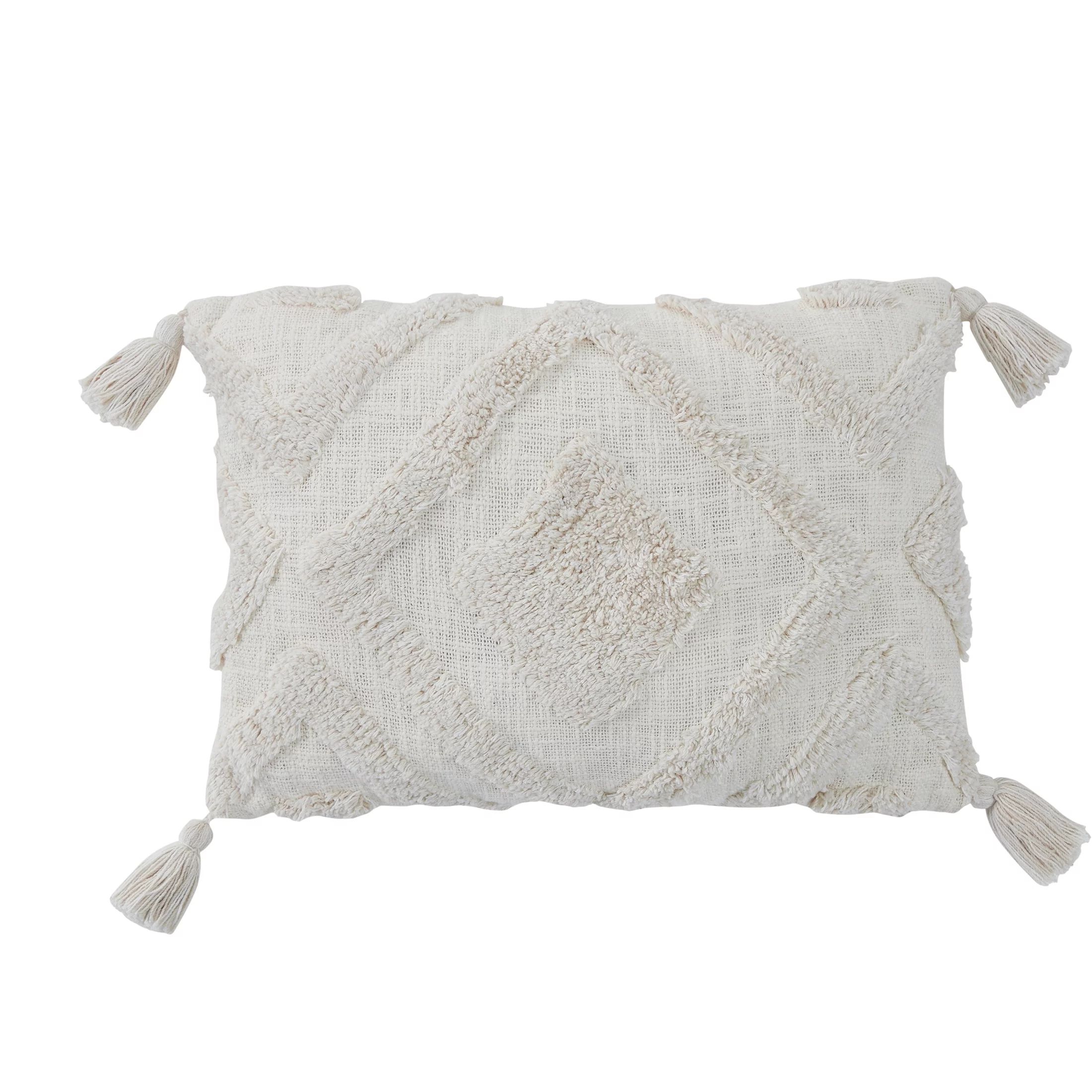 My Texas House Parker Tufted Cotton Oblong Decorative Pillow, 14" x 20", Coconut Milk - Walmart.c... | Walmart (US)