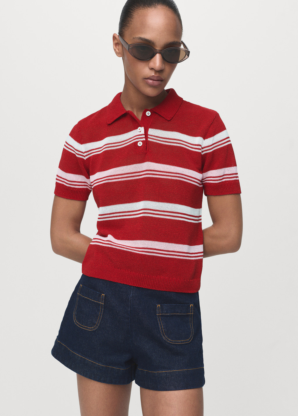 Striped polo-neck sweater | Mango (US/MX/AU)