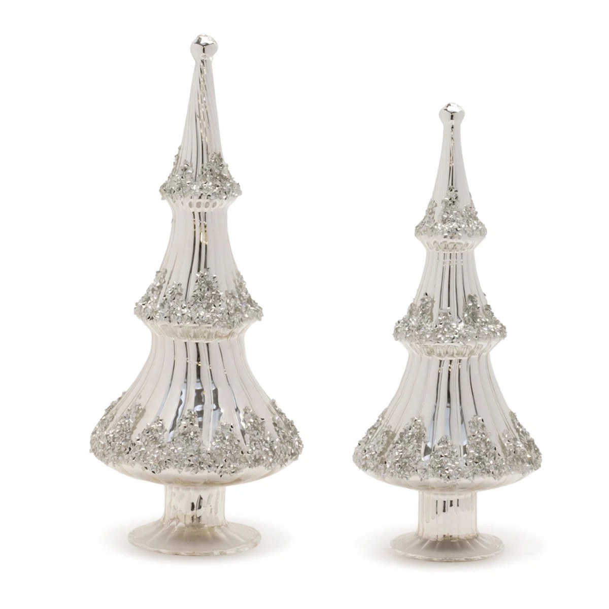 Silver Beaded Glass Holiday Tree (Set of 2) | Wayfair North America