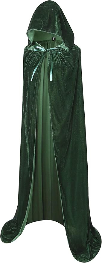 BIGXIAN Long Hooded Cloak Velvet Cape Witch Costume Halloween Costumes for Women Men | Amazon (US)