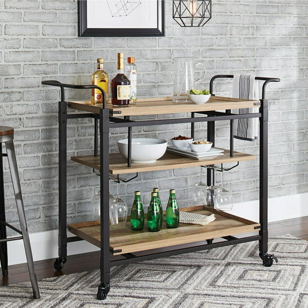 Better Homes & Gardens Crossmill Bar Cart, Weathered Finish - Walmart.com | Walmart (US)