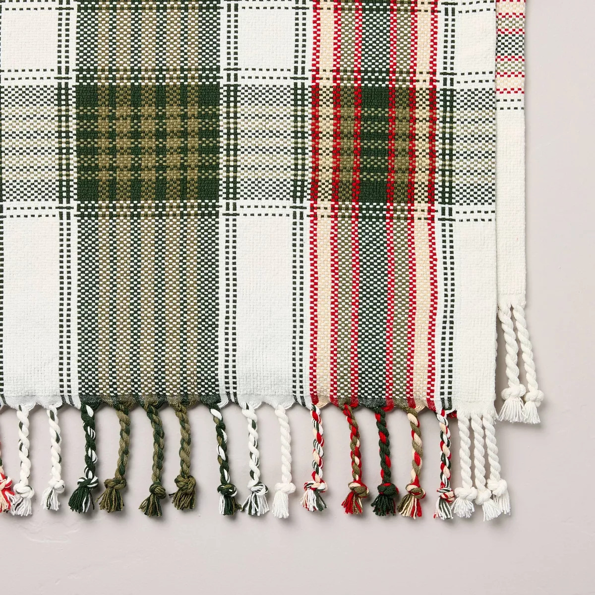 20"x90" Tartan Christmas Plaid Cotton Table Runner Green/Red/White - Hearth & Hand™ with Magnol... | Target
