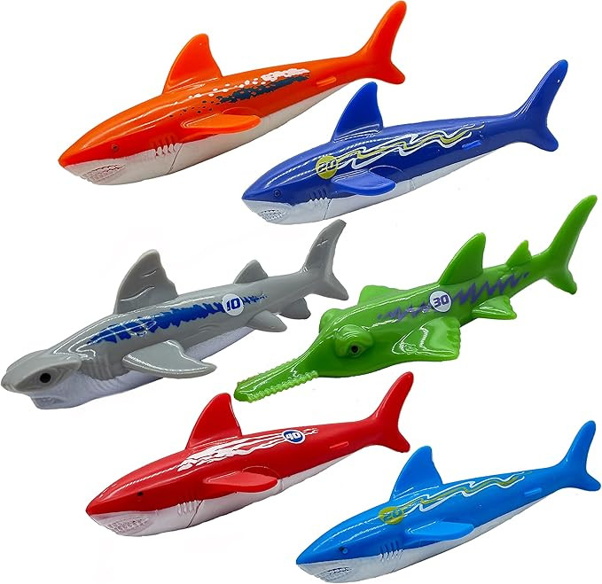 Diving Pool Toy Set - Shark Dive Set with Hammerhead and Sawshark for Kids, Underwater Sinking Sh... | Amazon (US)