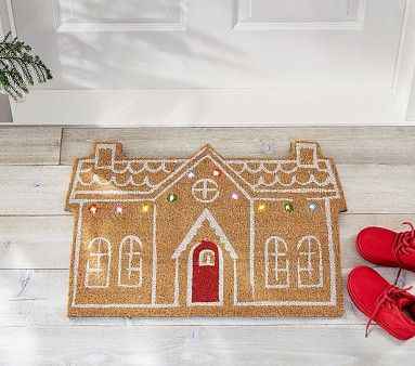 Light-Up House Christmas Doormat | Pottery Barn Kids | Pottery Barn Kids