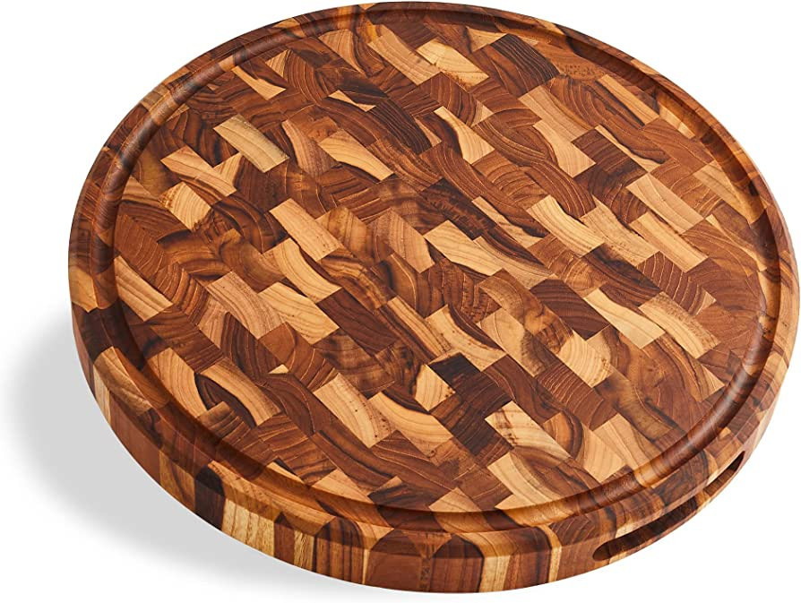Sonder LA, End Grain Teak Board 15" Round 1.5" Thick with Juice Groove and Built-in Handles (Gift... | Amazon (US)