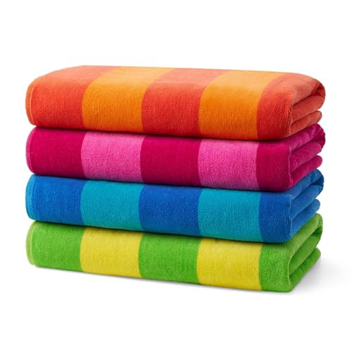 Ben Kaufman 100% Cotton Velour Towels - Large Cotton Towels - Soft & Absorbant - Assorted Striped... | Amazon (US)