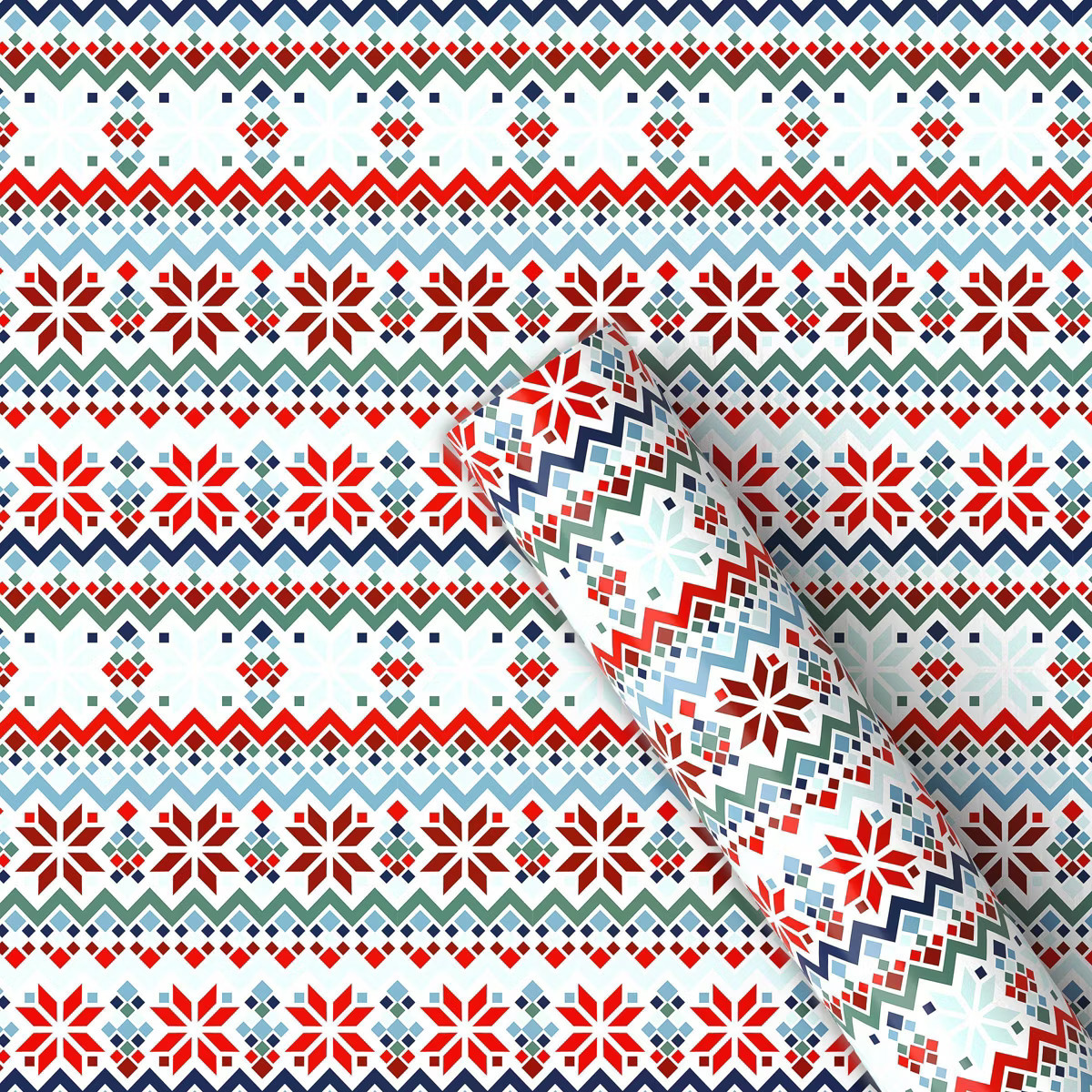 30" 90 sq ft Christmas Roll Wrap Scandinavian Sweater Pattern - Wondershop™ | Target