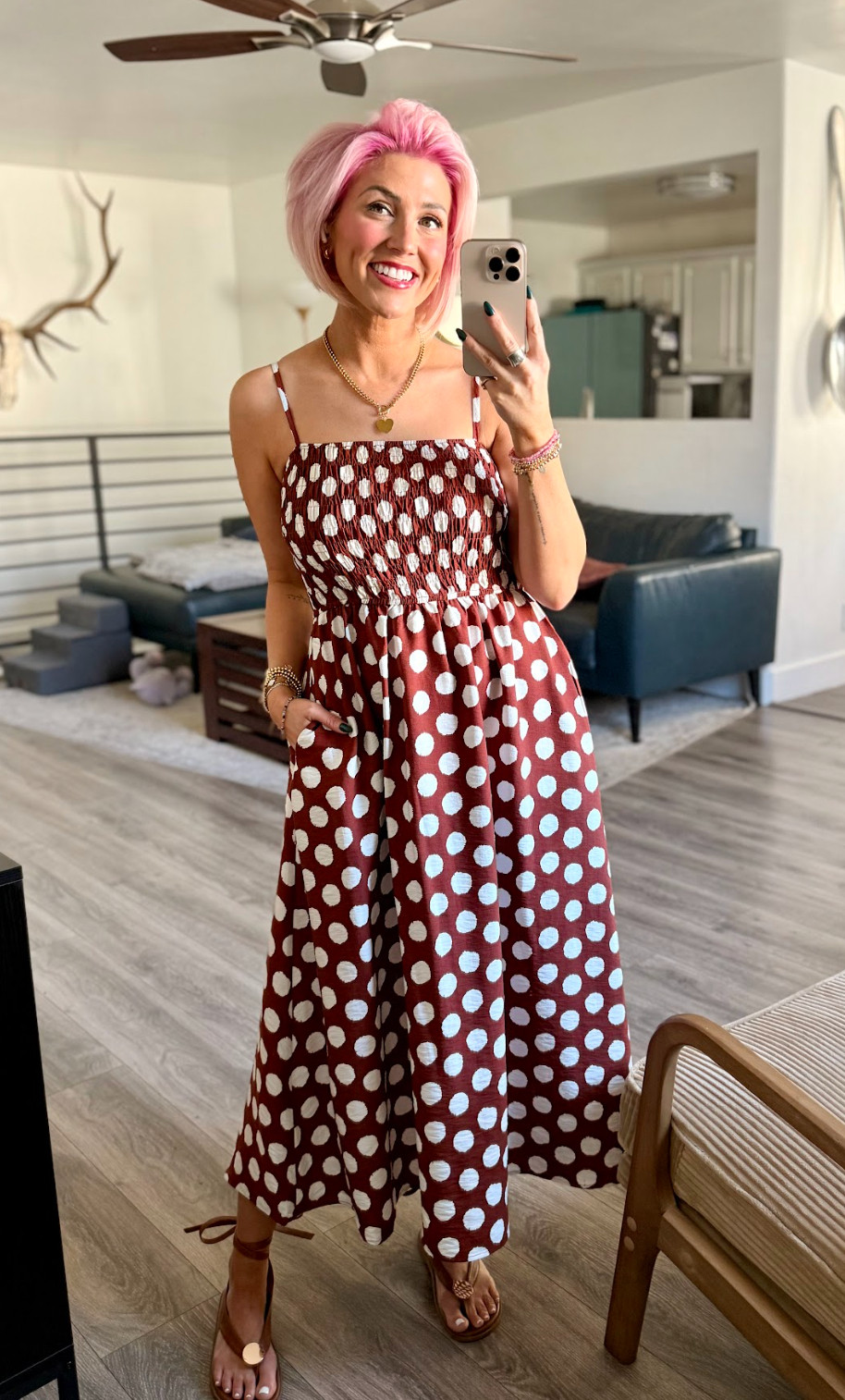 Look at this cute polka dot dress! Perfect for summer. Dress: Small Shoes: TTS 

 #LTKootd #LTKSaleAlert