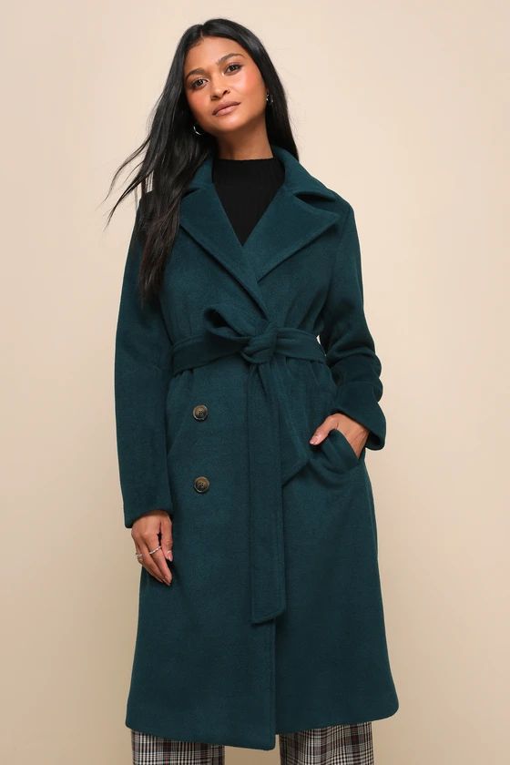 Season of Sophistication Teal Green Wool Double-Breasted Coat | Lulus (US)