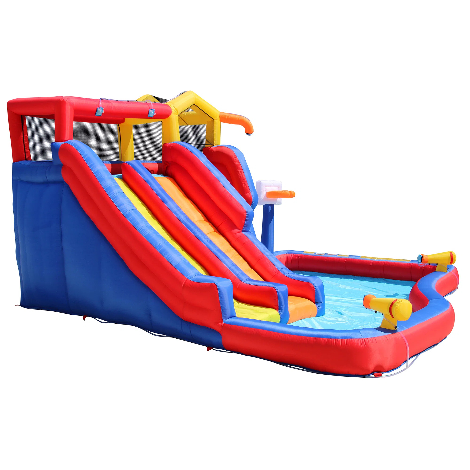 Banzai Twin Falls Kids Giant Outdoor Inflatable Dual Water Slide Splash Park Toy & Reviews | Wayf... | Wayfair North America