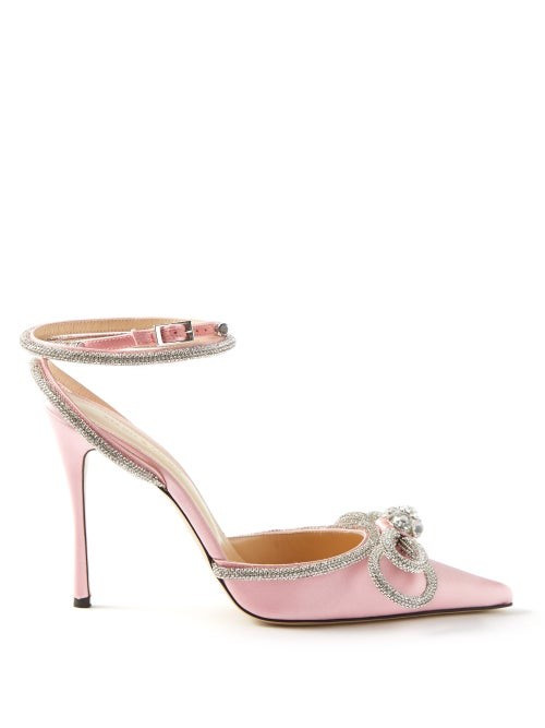 Mach & Mach - Crystal-embellished 110 Silk Pumps - Womens - Pink | Matches (US)