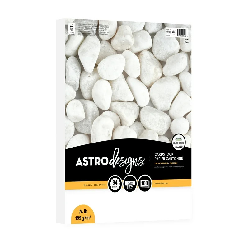 Astrodesigns Cardstock, White, 8.5" x 11", 74 lb./199 Gsm, 100 Sheets | Walmart (US)