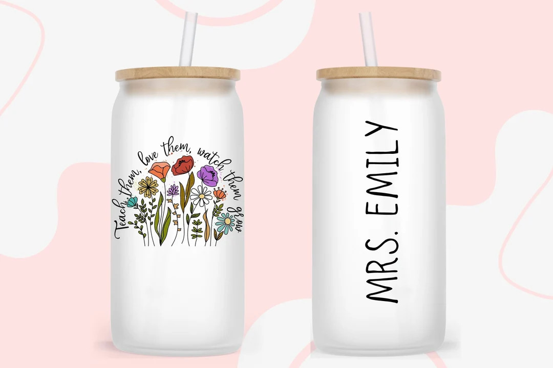 Teacher Glass Coffee Cup Teacher Gift Personalized Teacher - Etsy | Etsy (US)