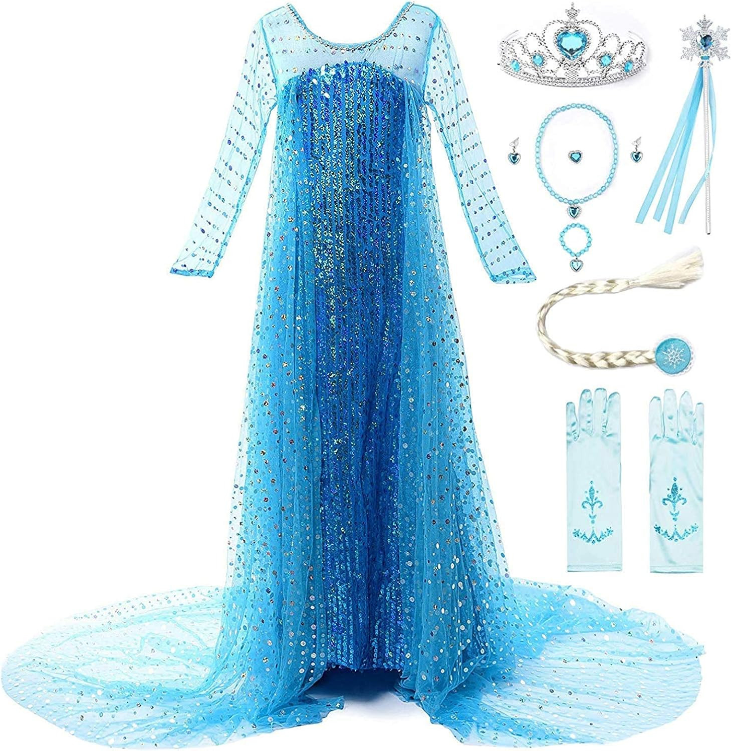 Ohlover Girls Sequins Princess Costume Birthday Party Christmas Fancy Dress | Amazon (US)