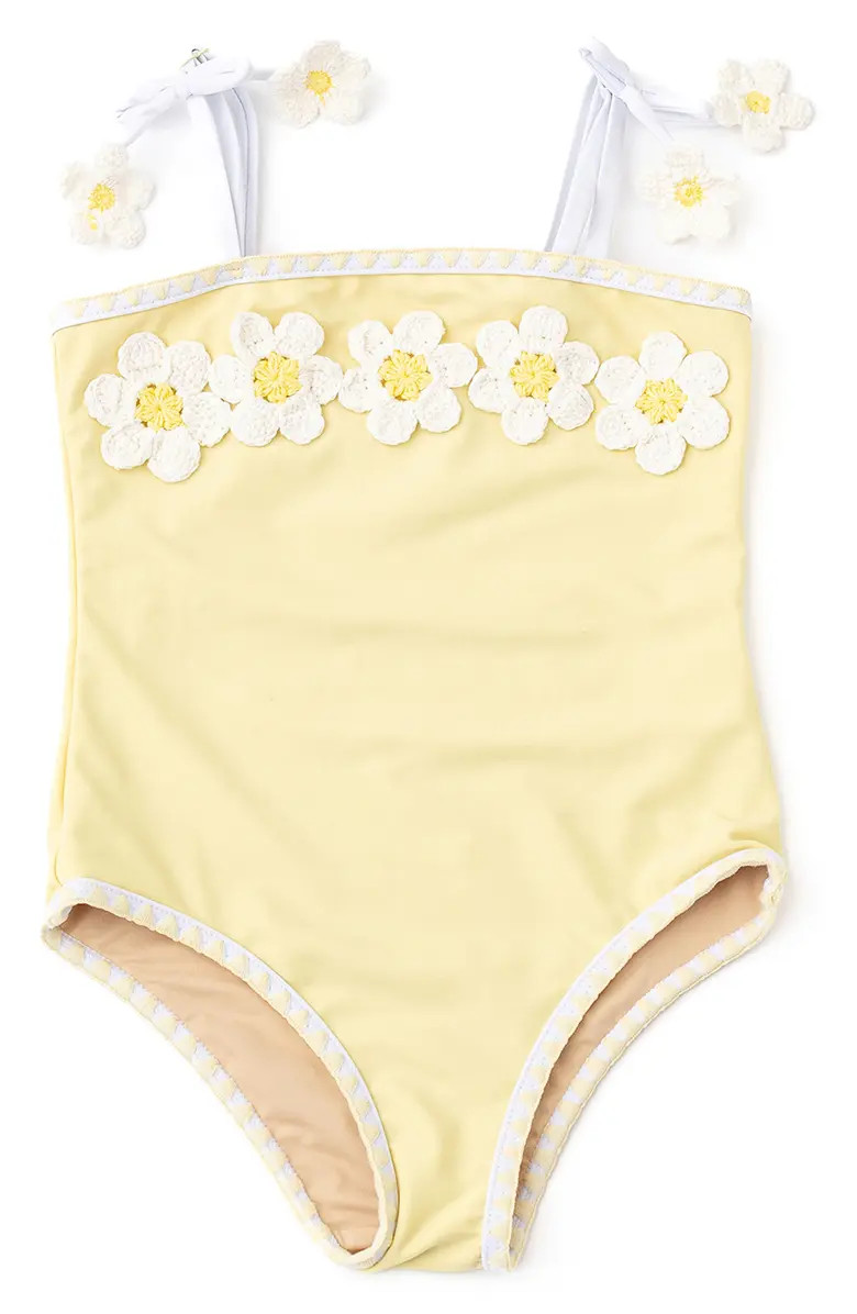 Kids' Embroidered Crochet Floral One-Piece Swimsuit | Nordstrom