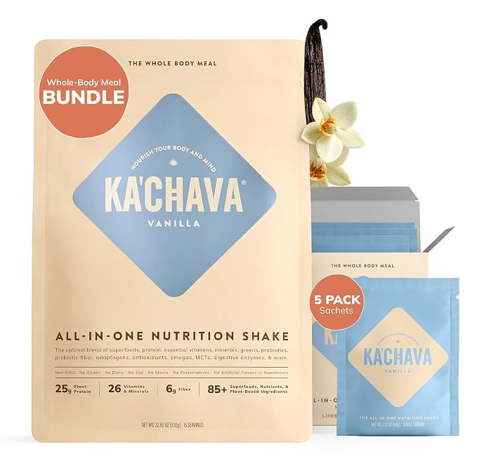 Ka’Chava Whole Body Meal Shake Bundle – Vanilla 2lb Bag + Vanilla Travel Sachets (5 Servings)... | Amazon (US)