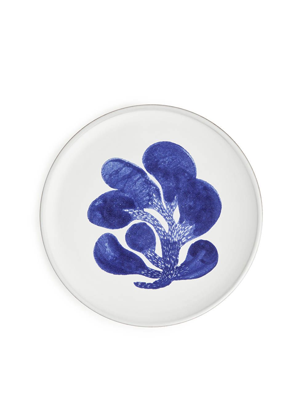 Hand-Painted Plate 22 cm - Off White/Bright Blue - ARKET GB | ARKET