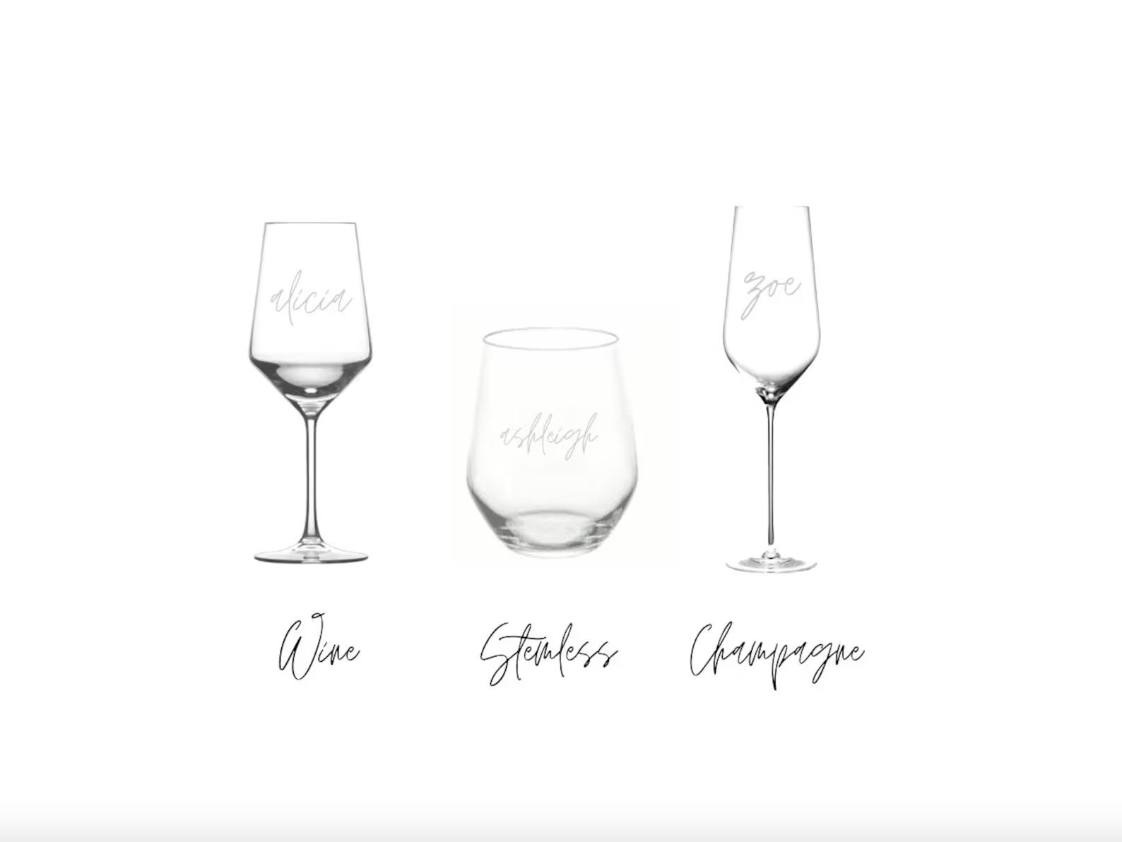 Personalised Custom Wine Glasses  Champagne Martini Stemless - Etsy | Etsy (US)