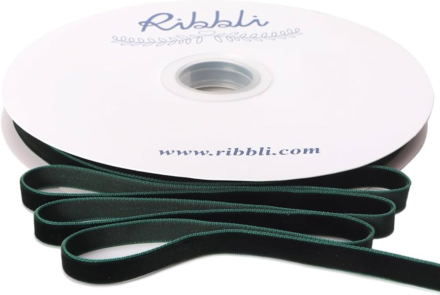Ribbli Dark Green Velvet Ribbon 3/8 Inches Continuous 25 Yard Spool Green Christmas Ribbon for Gi... | Amazon (US)