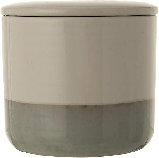Creative Co-op White Stoneware Lid & Grey Bottom Canister, Small, Grey | Amazon (US)