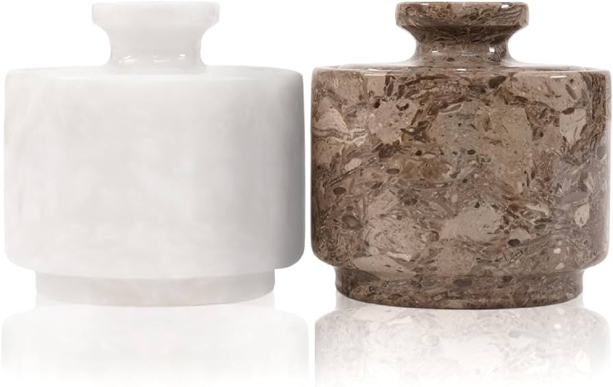 Marble Salt Cellar 3" White and Oceanic Celtic Salt & Pepper Containers with Lid Home & Kitchen S... | Amazon (US)