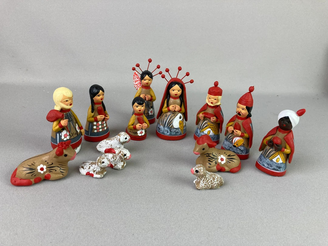 Vintage Nativity Set, 14 Pieces, Mexican Nativity Set, Hand Painted, Traditional Set, Lovely Deta... | Etsy (US)