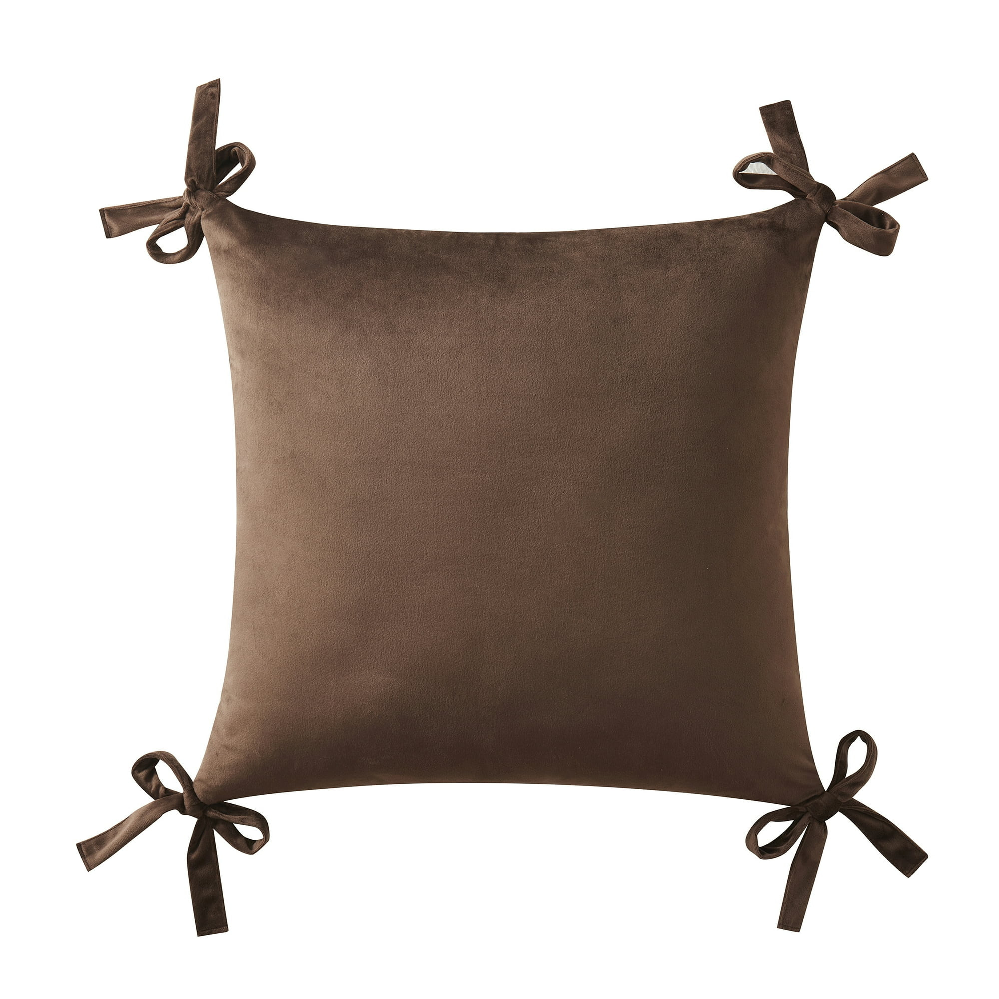 My Texas House 20" x 20" Brown Velvet Bow Decorative Pillow Cover | Walmart (US)