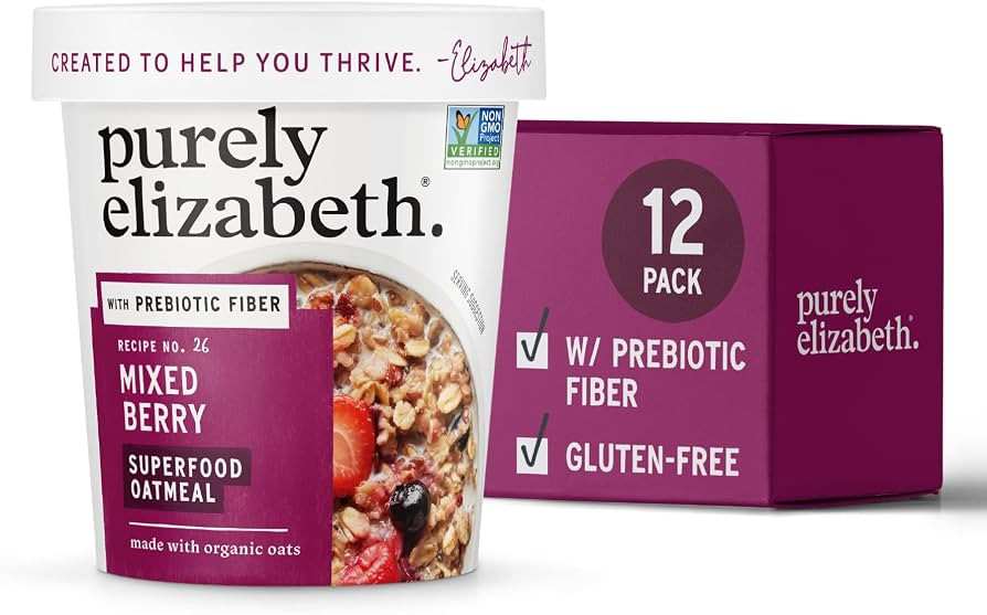Purely Elizabeth Mixed Berry Superfood Oatmeal Cups, Great for Overnight Oats, Gluten-Free, 2 Oun... | Amazon (US)
