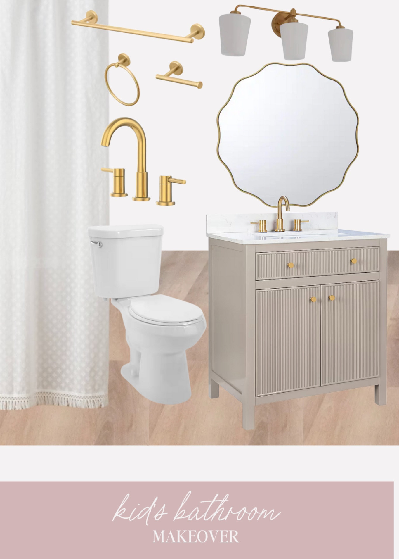 Kids bathroom makeover! Lowe’s Allen & Roth bathroom, neutral bathroom inspo. Vanity is $100 off! 

#LTKFamily #LTKSaleAlert #LTKHome